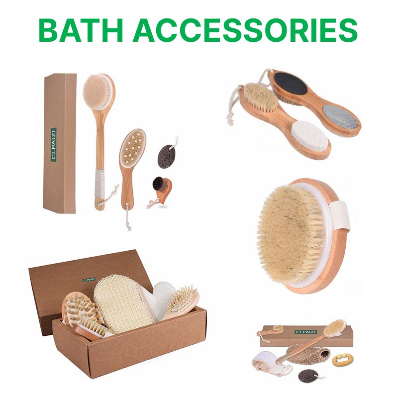 Natural Wooden Bath Brush Set