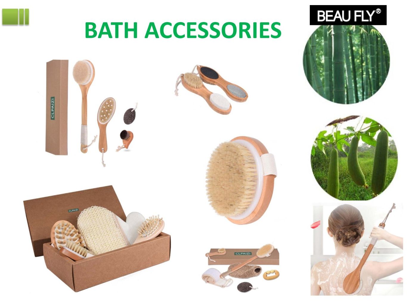 Natural Wooden Bath Brush Set 2