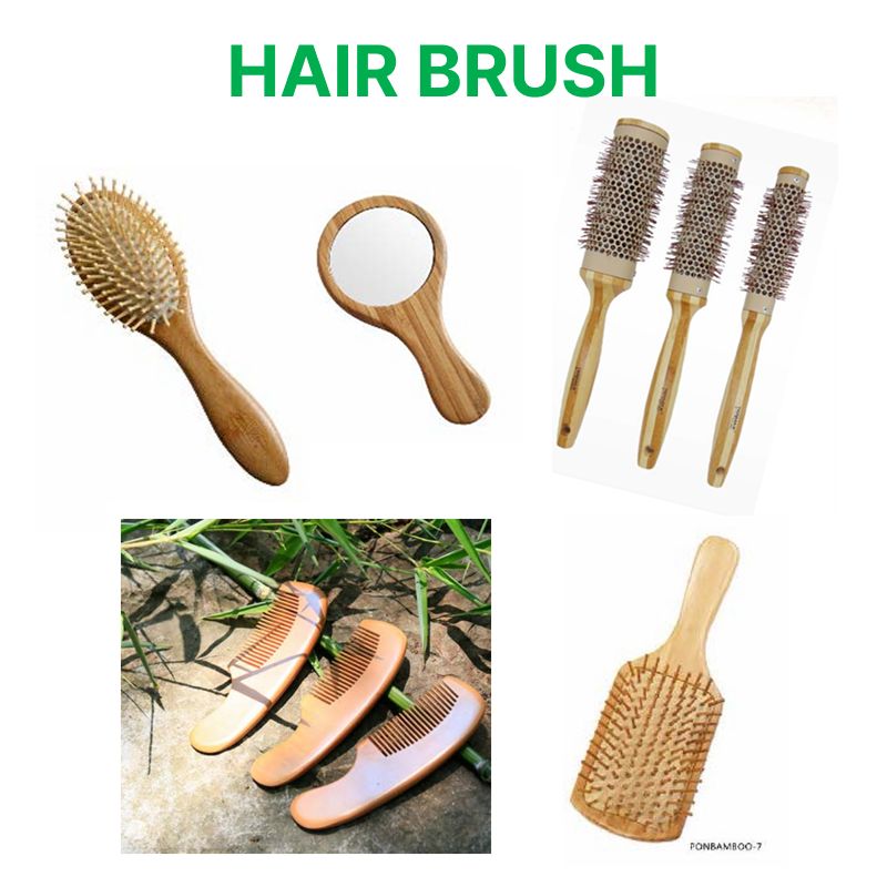 Natural Wooden Hair Brush Set
