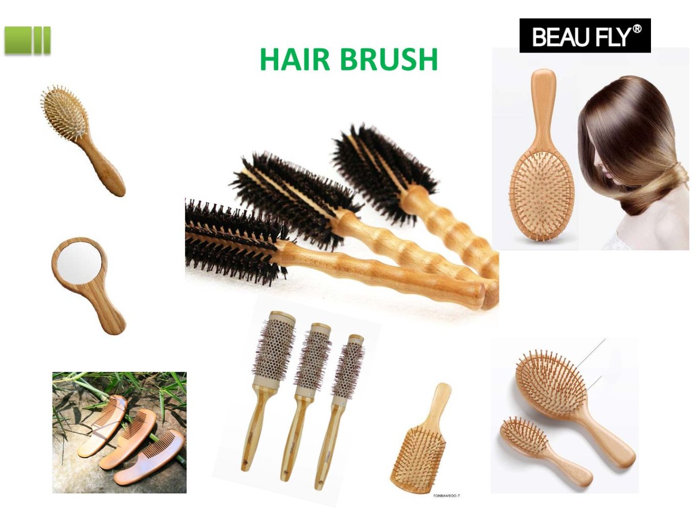 Natural Wooden Hair Brush Set 2