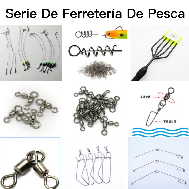 Stainless Steel Fishing Tackle Connector Kit (Swivels + Snap Hooks + Screw Bait Holder)