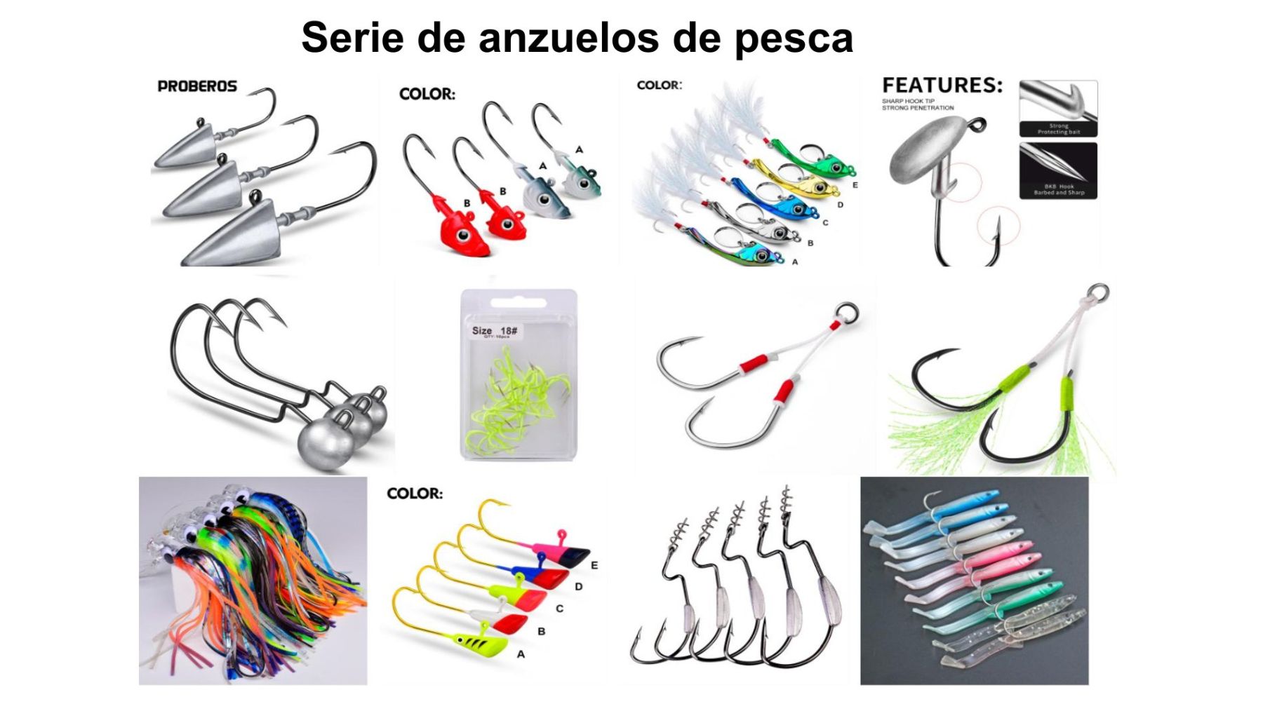 Multiple Sea Bass Saltwater Fishing Hook Set (with Weighted Heads and Skirts) 2