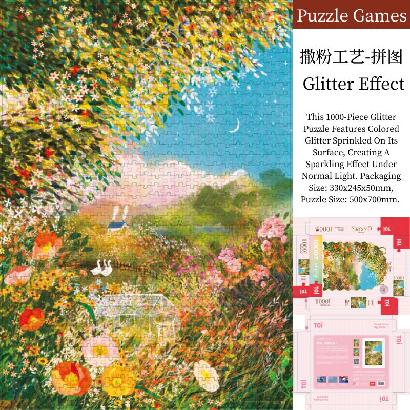 1000-Piece Glitter Scattered Countryside Puzzle (Glitter Finish)