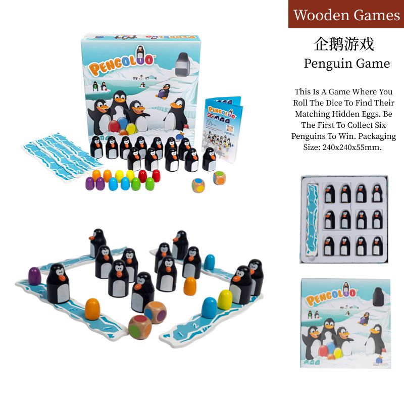 Egg Hunt Penguin Parent-Child Board Game (Wooden Educational Puzzle)
