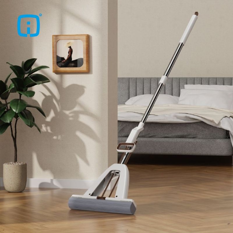 Squeeze-to-Wring Hands-Free Sponge Mop (Telescopic Long Handle)