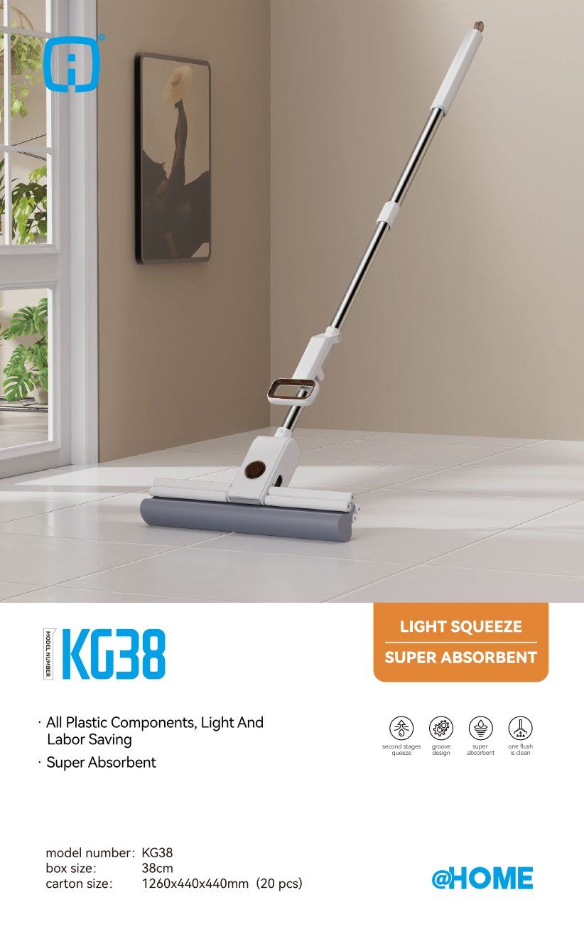 Squeeze-to-Wring Hands-Free Sponge Mop (Telescopic Long Handle) 5