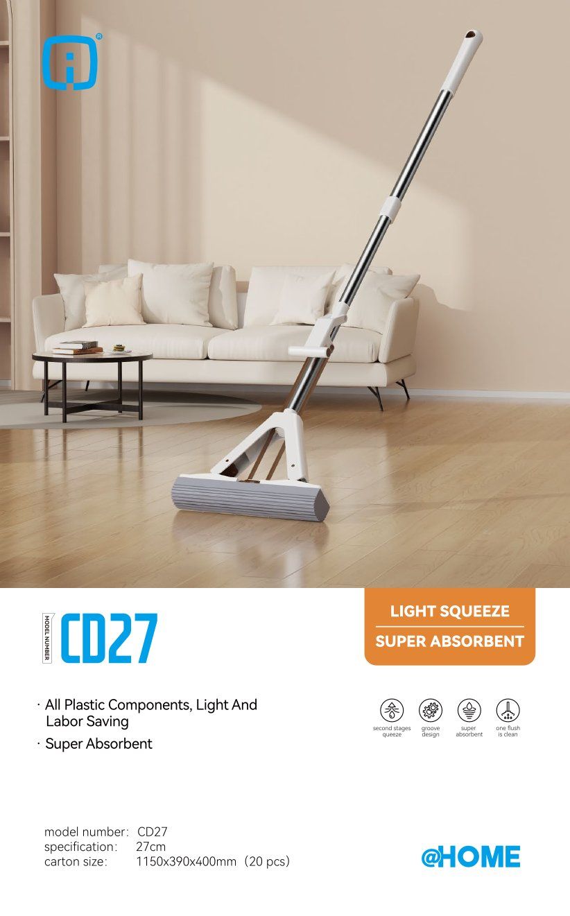 Squeeze-to-Wring Hands-Free Sponge Mop (Telescopic Long Handle) 8