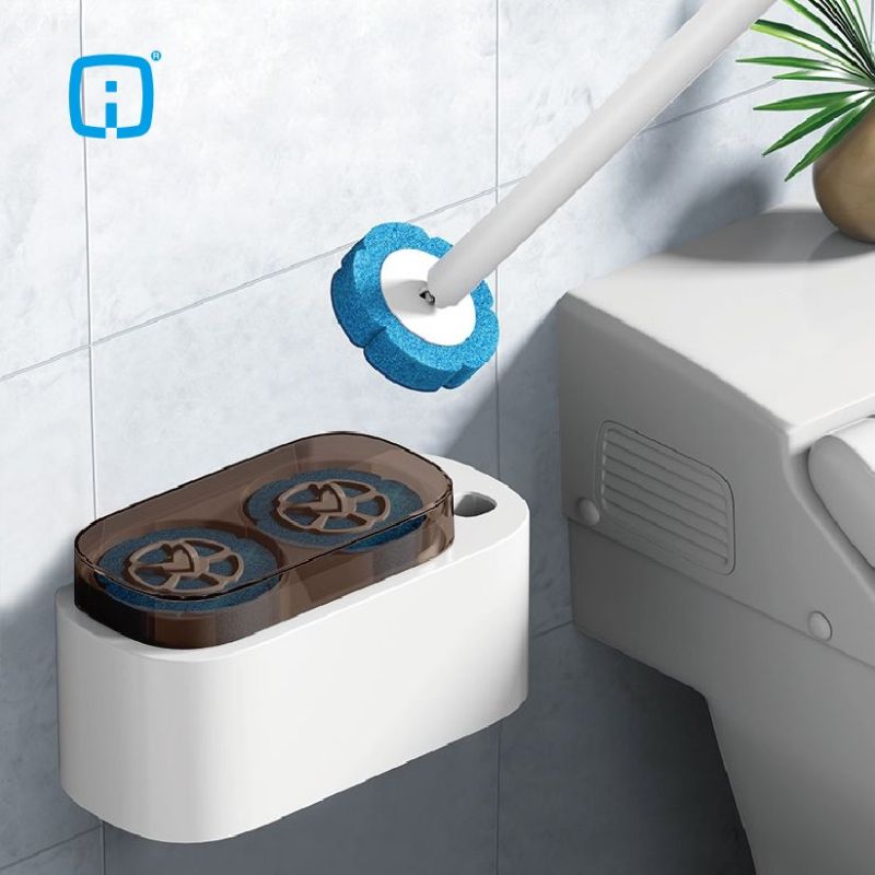 Wall-Mounted Toilet Cleaning Foam Replacement Brush Head Set