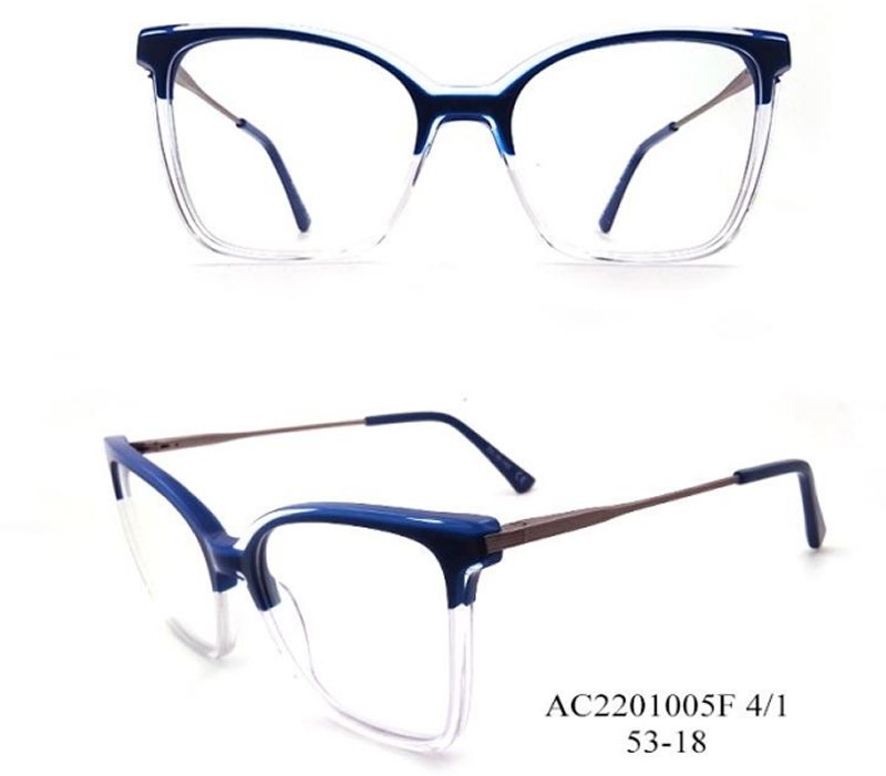 Gradient Blue Half-Rim Fashion Eyeglass Frame