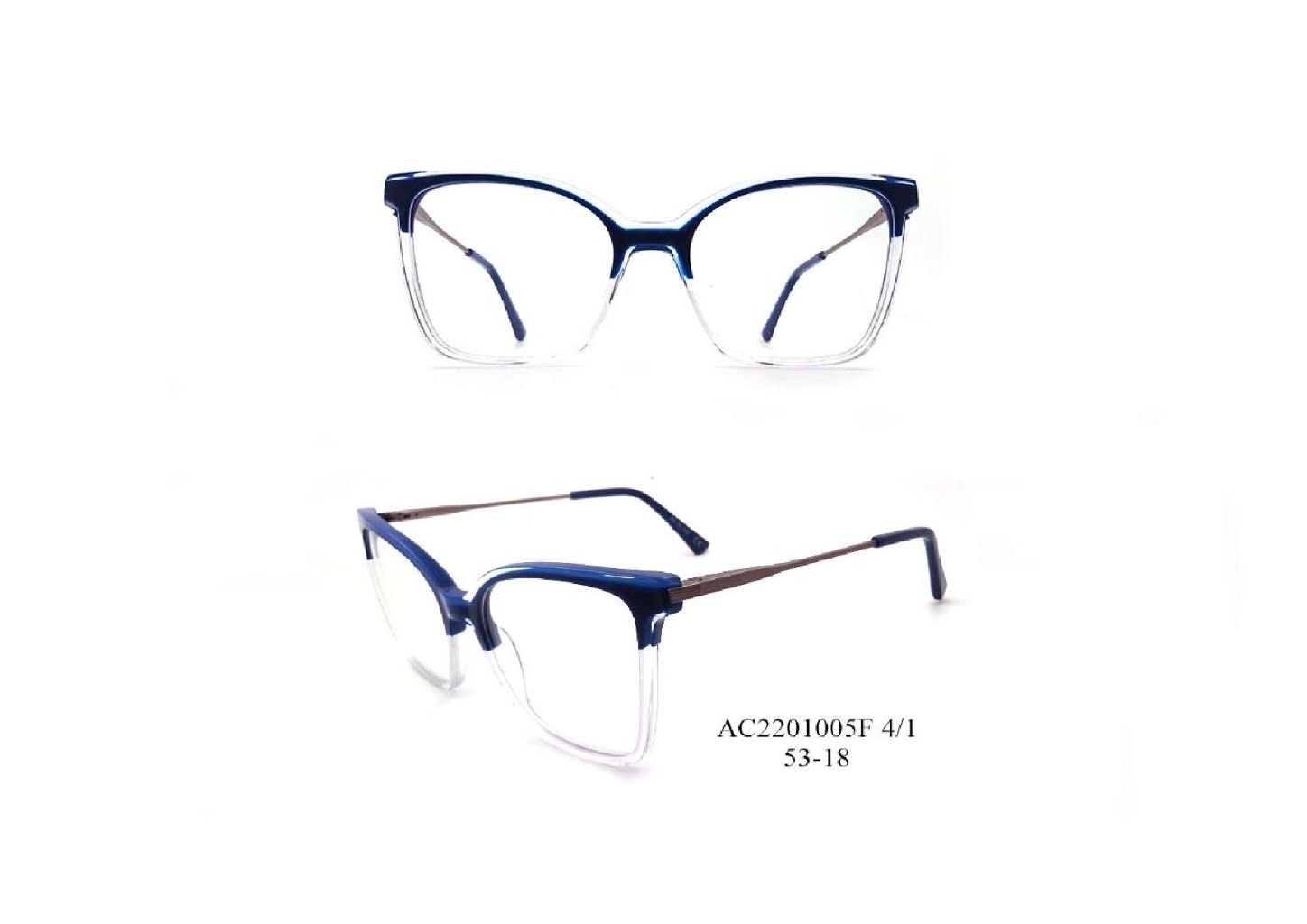 Gradient Blue Half-Rim Fashion Eyeglass Frame 2