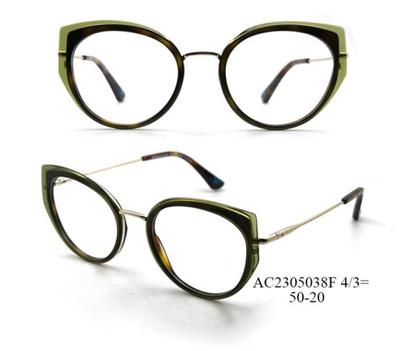 Vintage Cat-Eye Slim Metal Temple Frame (Green)