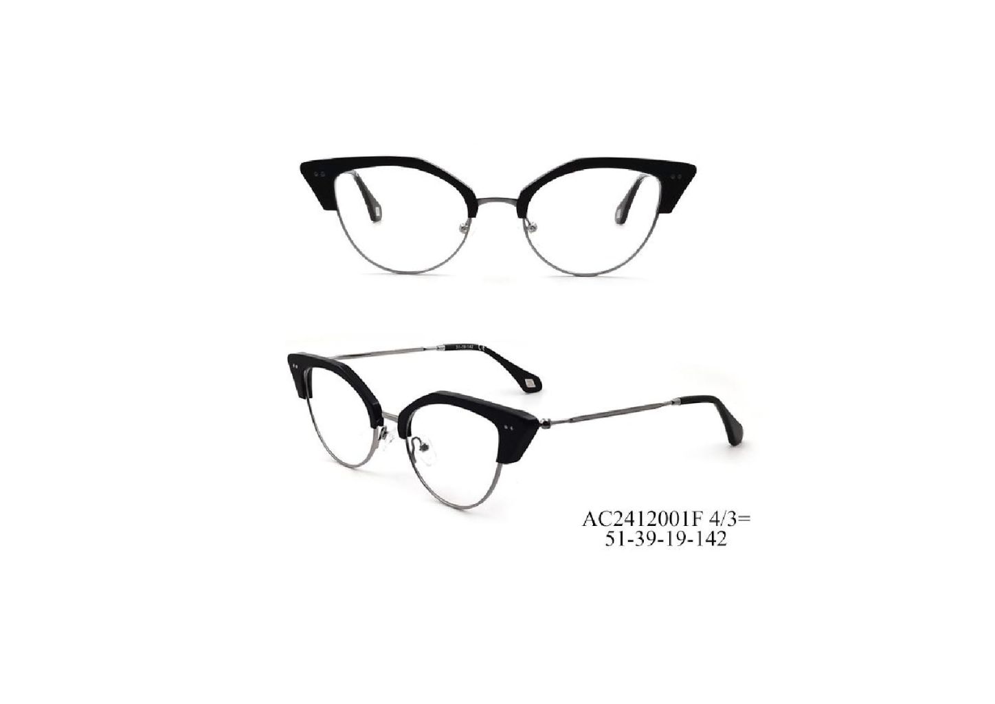 Vintage Cat-Eye Thin-Rim Semi-Rimless Glasses (Burgundy) 3