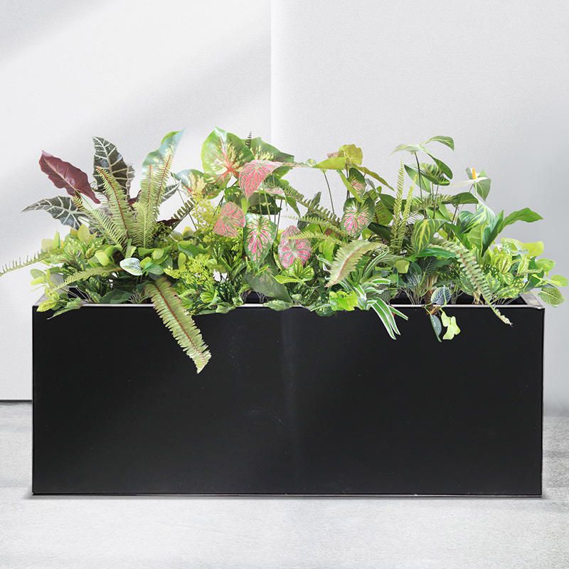 Modern Minimalist Black Rectangular Indoor Plant Pot
