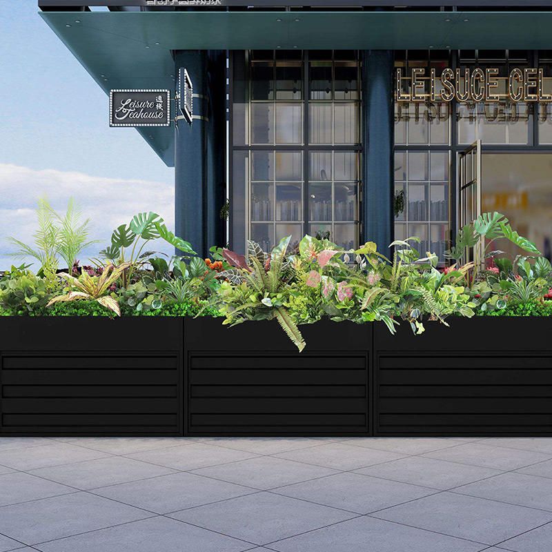 Modern Minimalist Black Rectangular Indoor Plant Pot 3