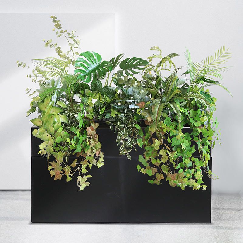 Modern Minimalist Black Rectangular Indoor Plant Pot 5