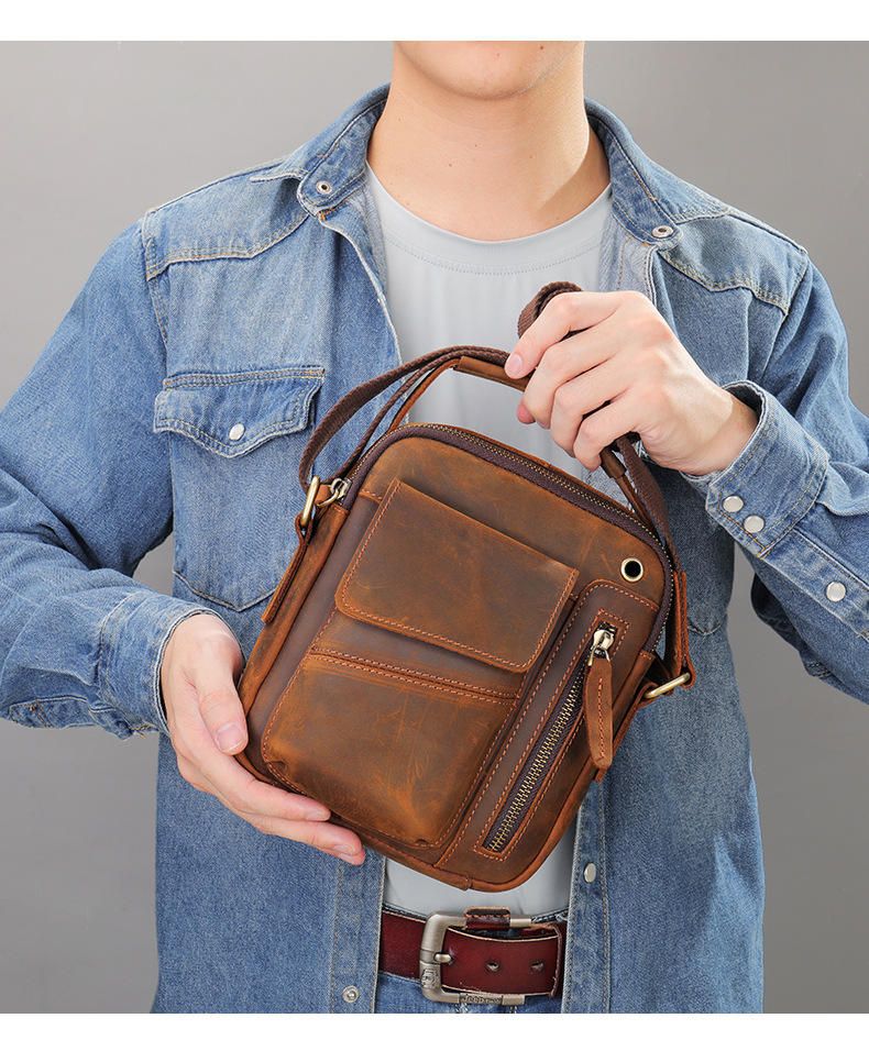 Vintage Leather Men's Small Crossbody Bag