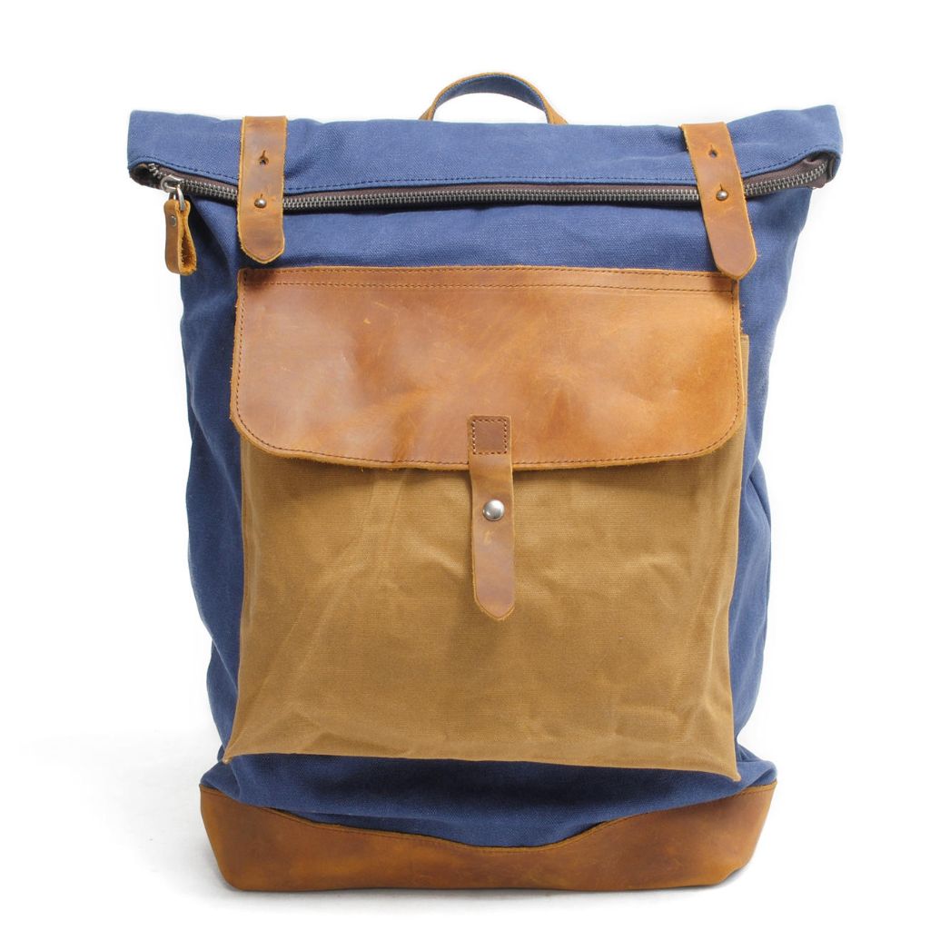 Retro Canvas Leather Splicing Backpack 2