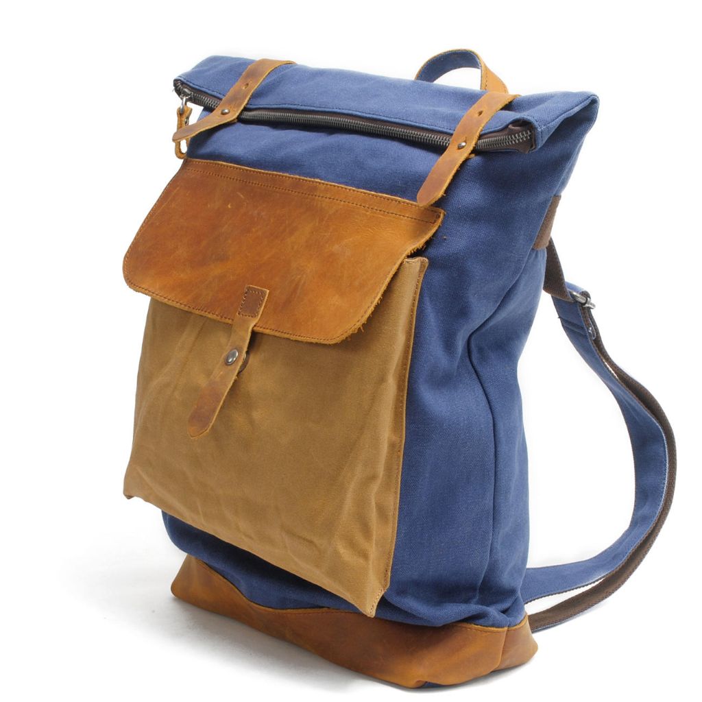 Retro Canvas Leather Splicing Backpack 3