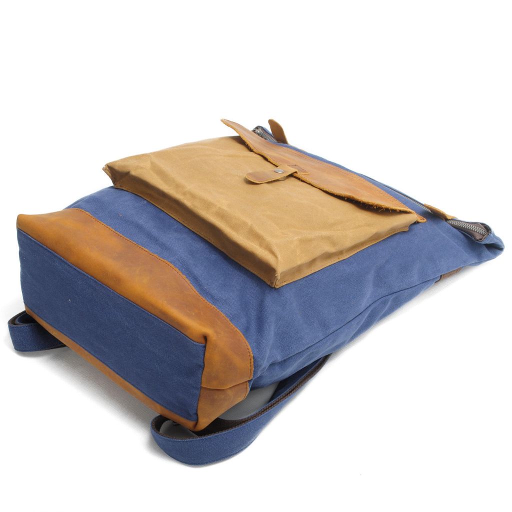 Retro Canvas Leather Splicing Backpack 4