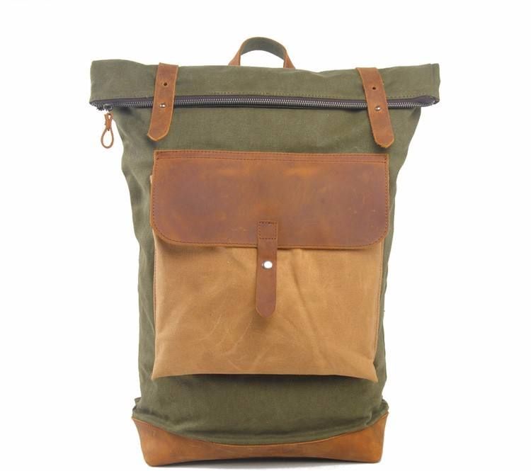 Retro Canvas Leather Splicing Backpack 6