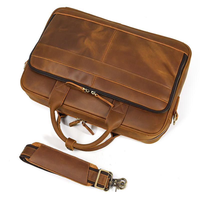 Classic Brown Leather Briefcase 4