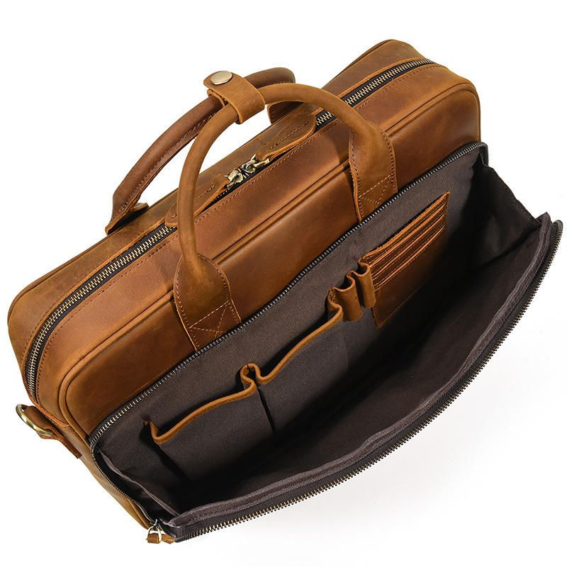 Classic Brown Leather Briefcase 5