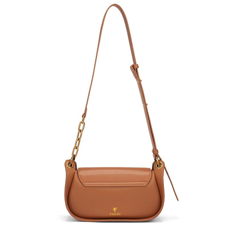 Classic Brown Metal Buckle Women's Shoulder Bag 2