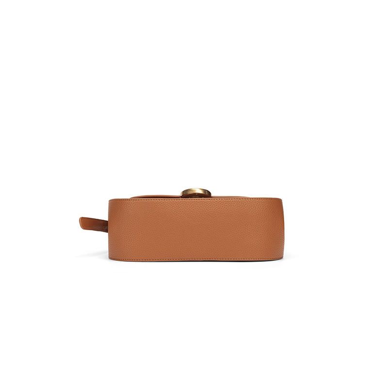 Classic Brown Metal Buckle Women's Shoulder Bag 4