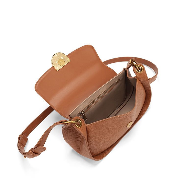 Classic Brown Metal Buckle Women's Shoulder Bag 5