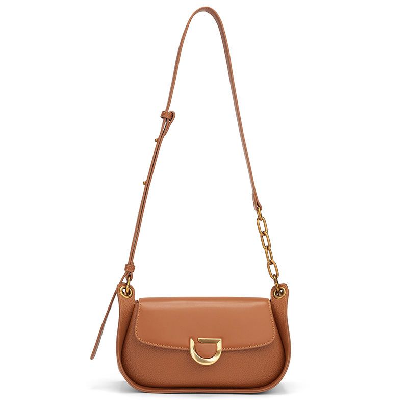 Classic Brown Metal Buckle Women's Shoulder Bag 6