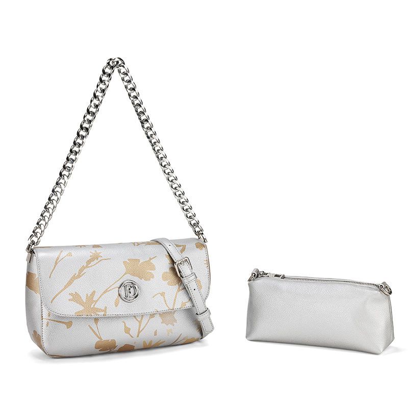 Floral Pattern Chain Shoulder Bag Set