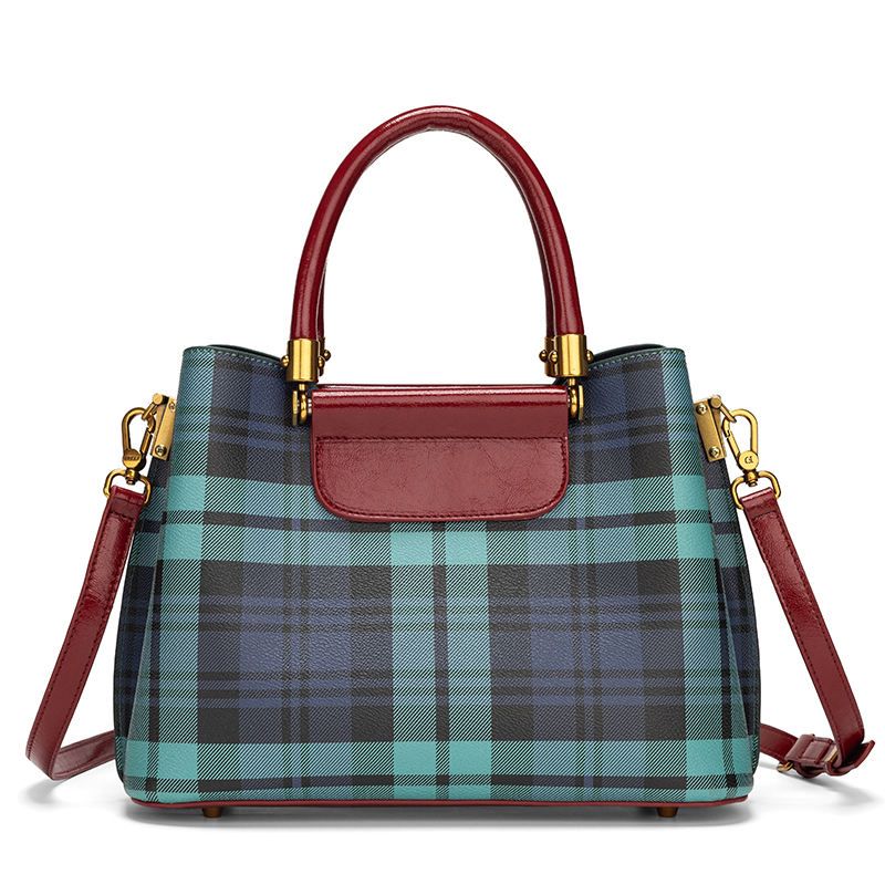 Fashion Plaid Splicing Tote Bag 2
