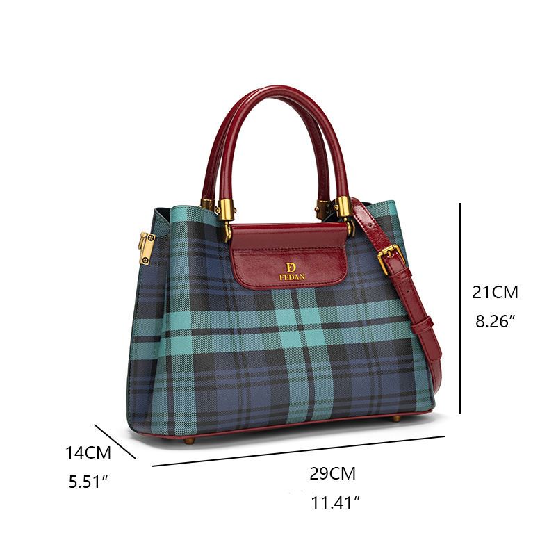Fashion Plaid Splicing Tote Bag 5