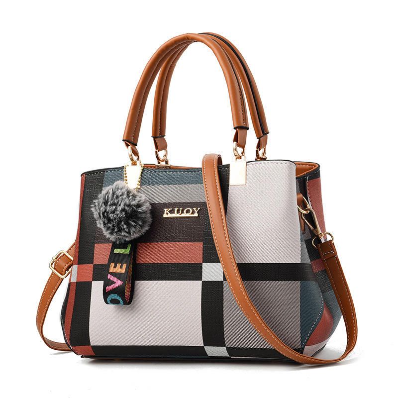 Fashion Plaid Pattern Handheld Shoulder Bag 6