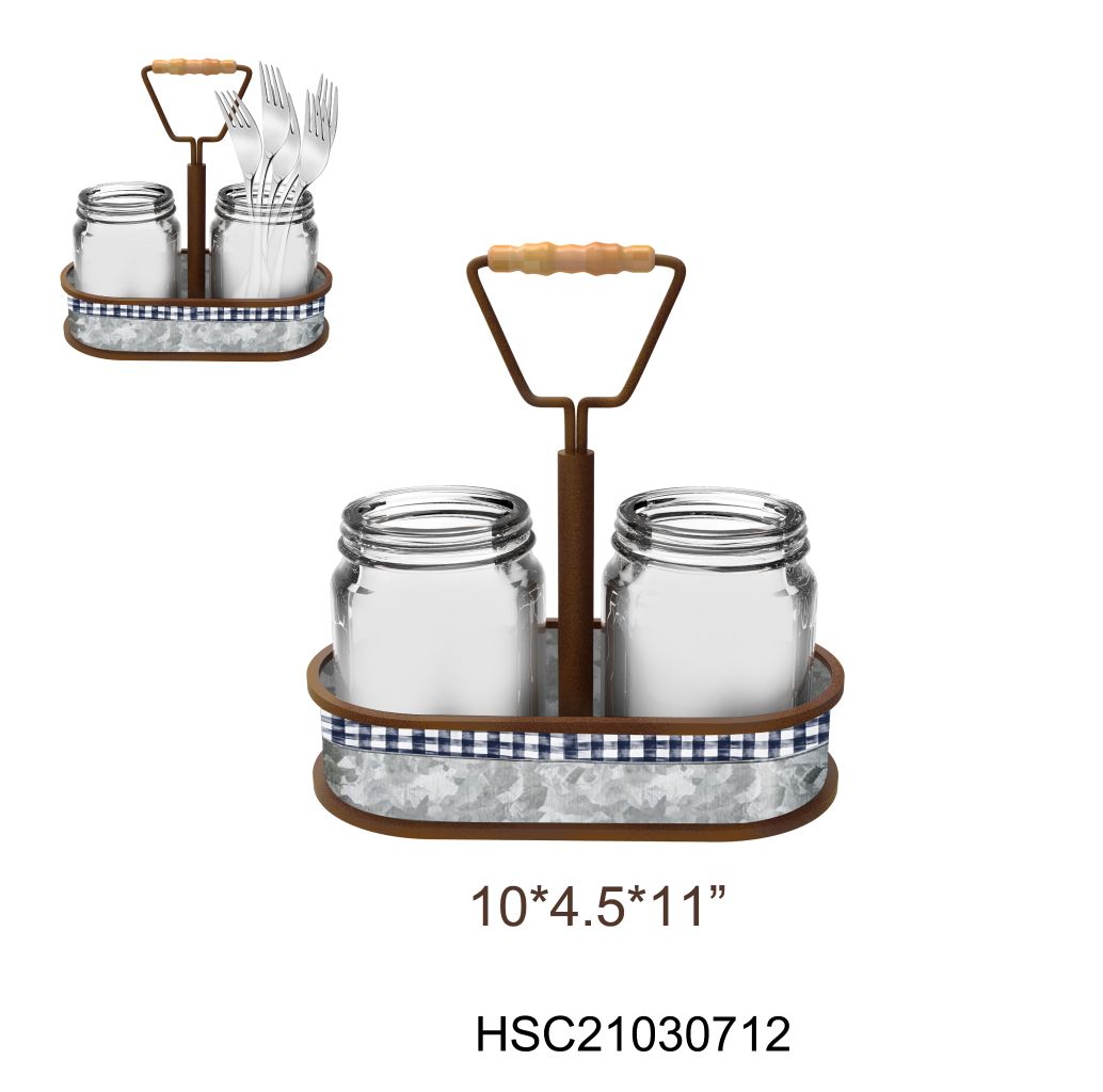 Retro Glass Jar with Metal Storage Rack