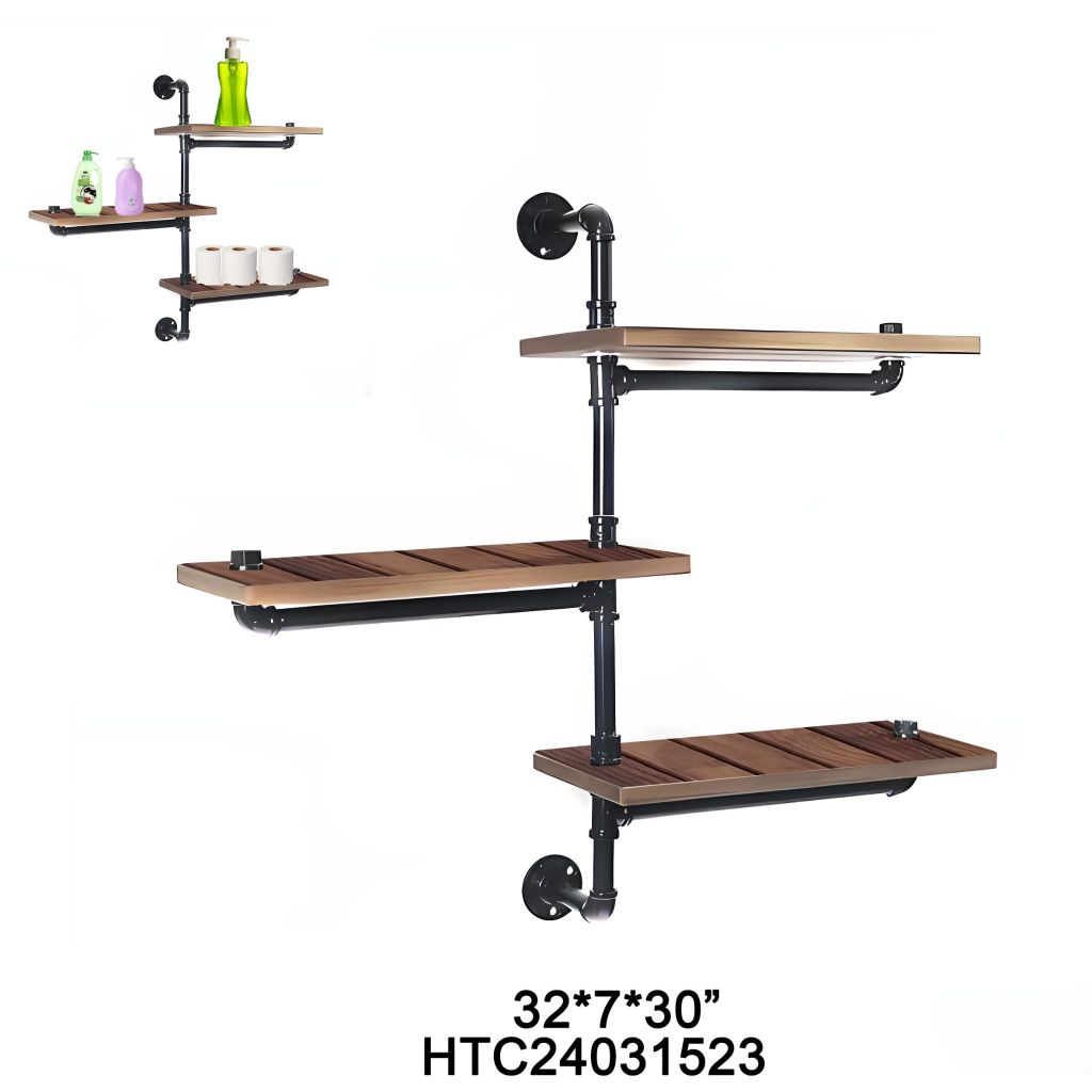Industrial Style Wall-Mounted Three-Tier Storage Rack
