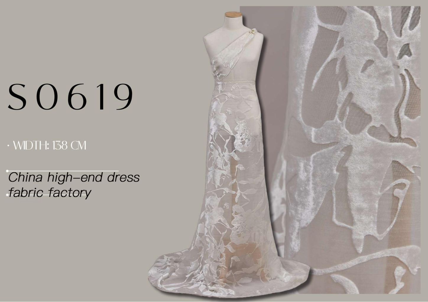 High-End Embroidered Evening Dress Fabric