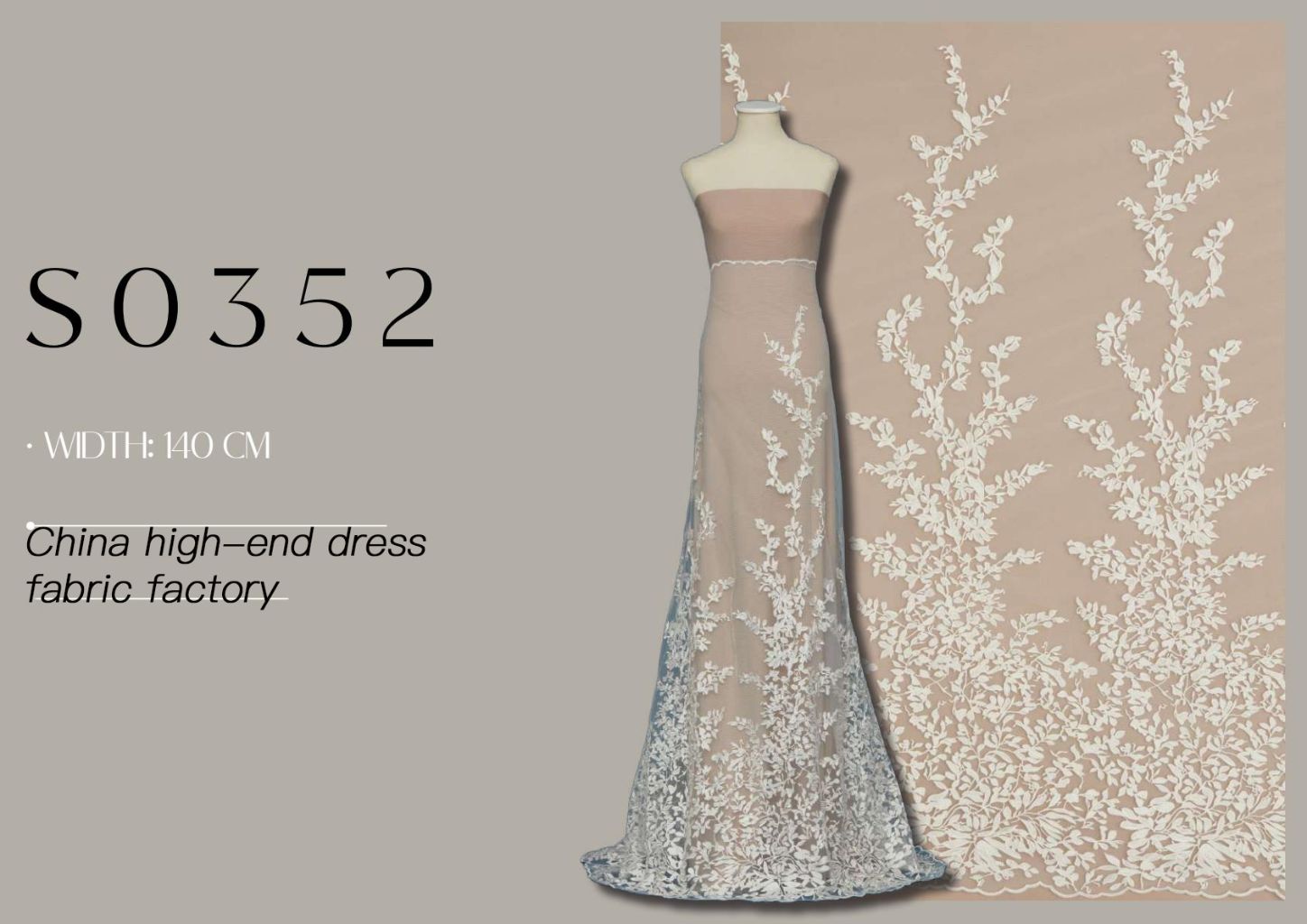 High-End Embroidered Evening Dress Fabric 2