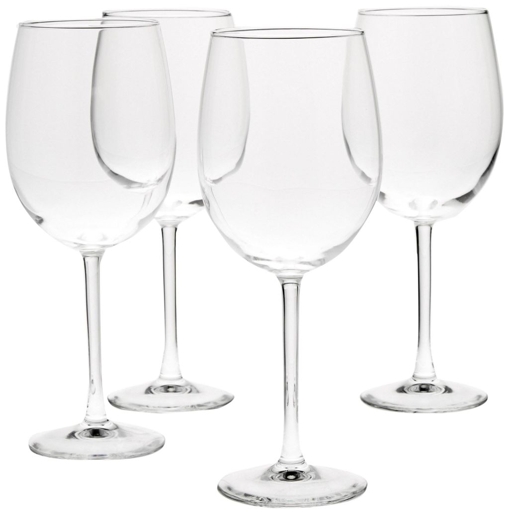 Set of Four High-Stem Glass Wine Goblets