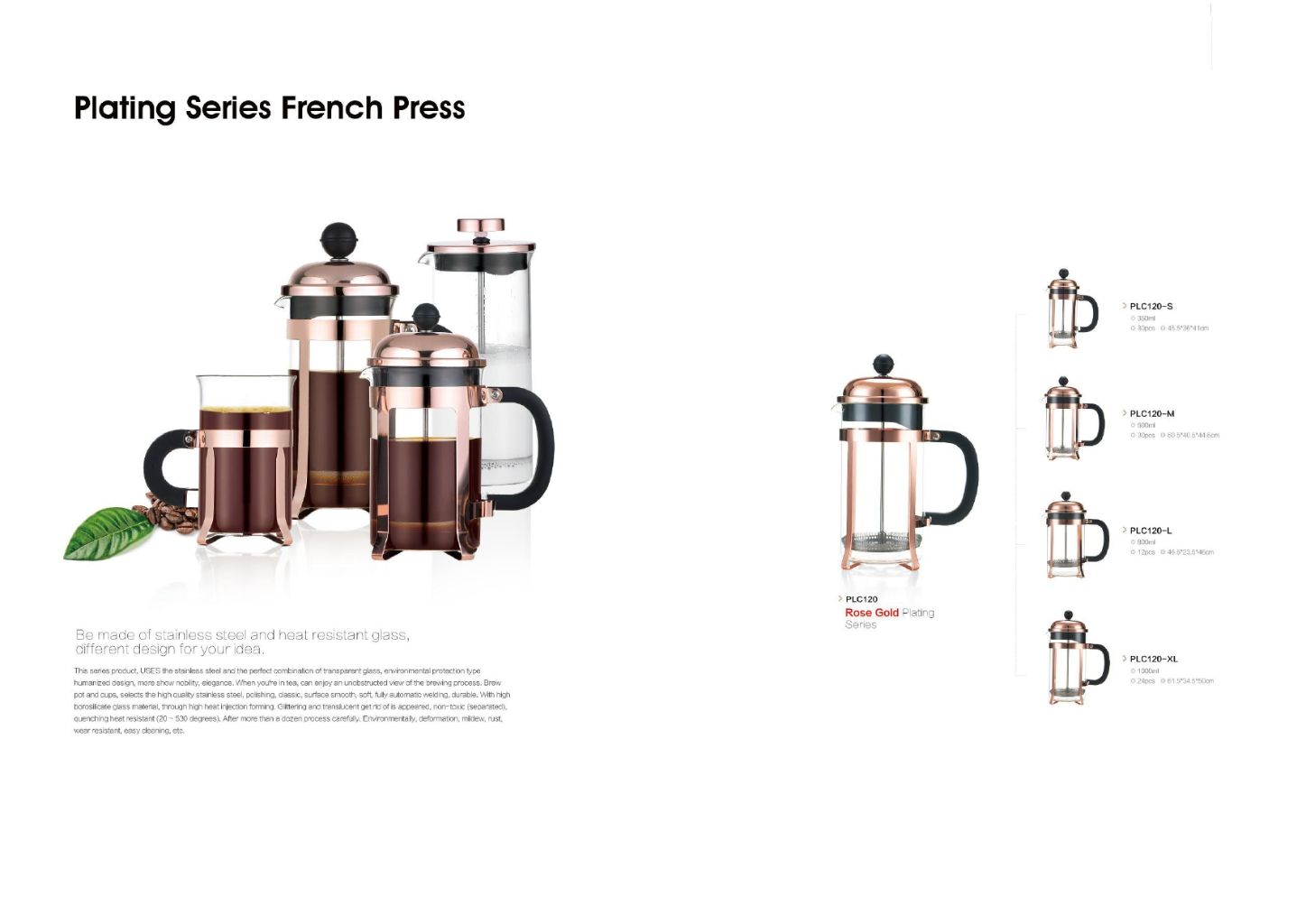 Rose Gold French Press Coffee Maker