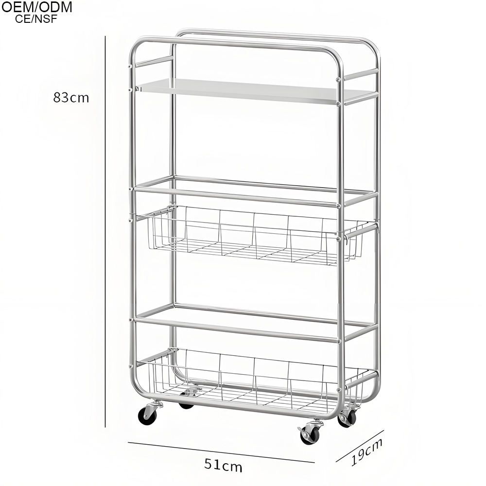 Multi-Layer Mobile Stainless Steel Storage Rack 2