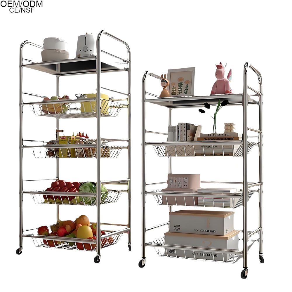 Multi-Layer Mobile Stainless Steel Storage Rack 3