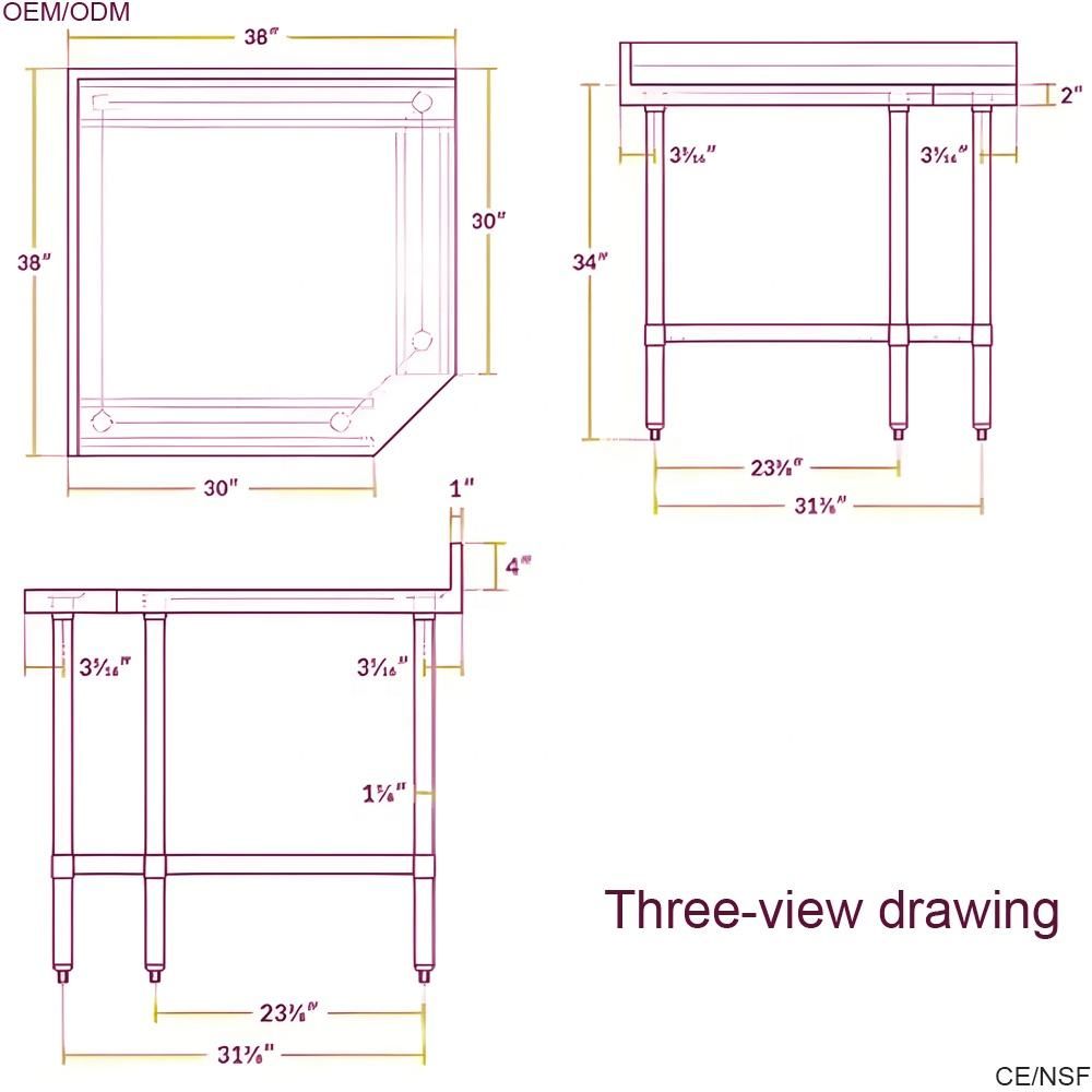 High-Quality Custom Stainless Steel L-Shaped Corner Workbench 3