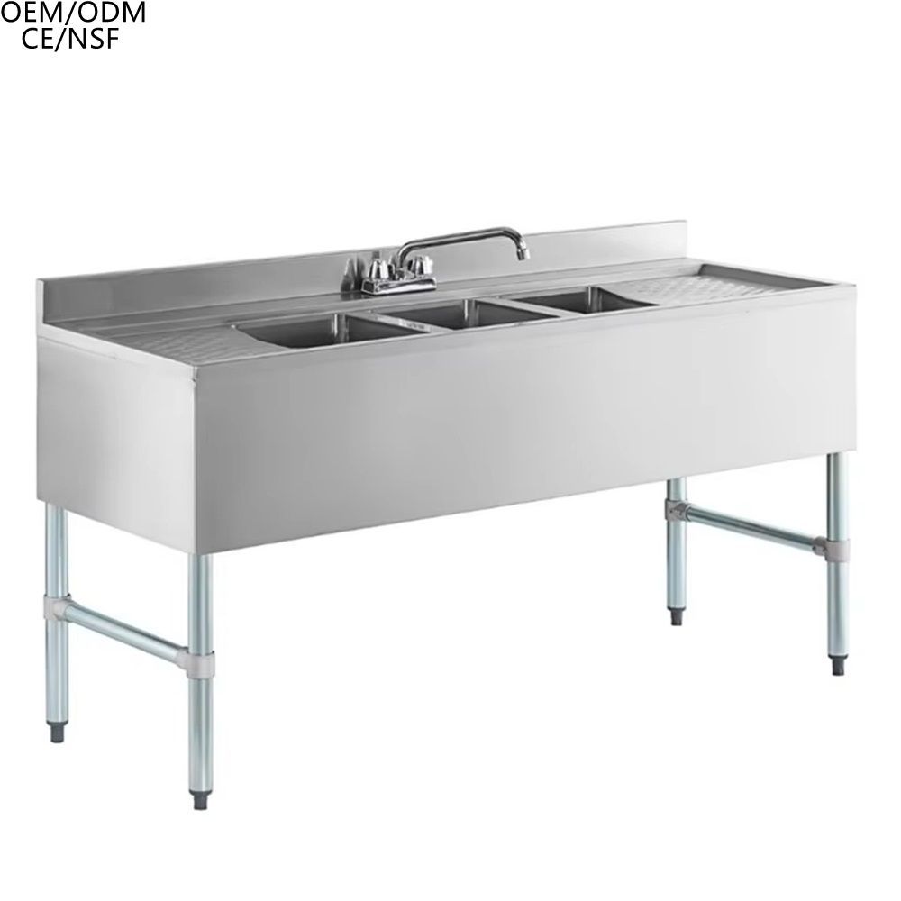 304 Stainless Steel Three-Compartment Work Table 2