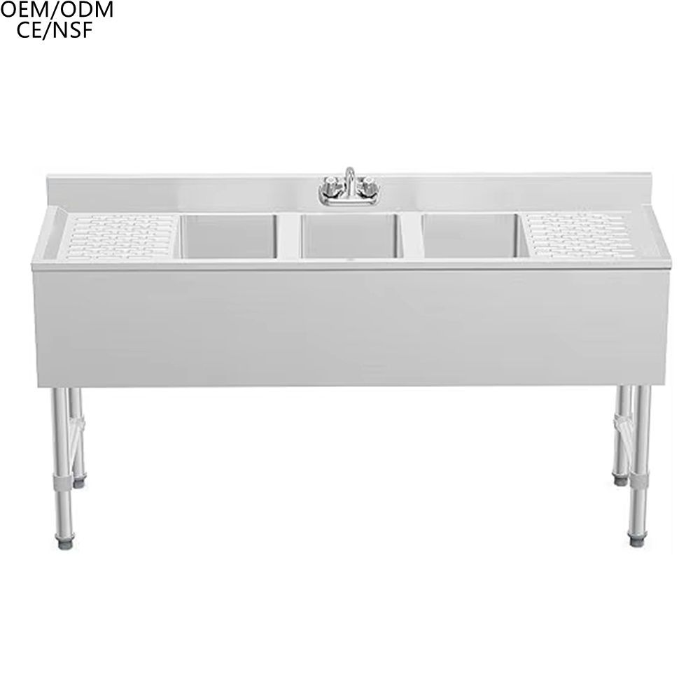 304 Stainless Steel Three-Compartment Work Table 3