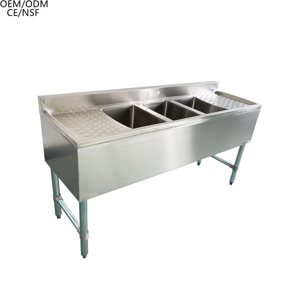 304 Stainless Steel Three-Compartment Work Table 4