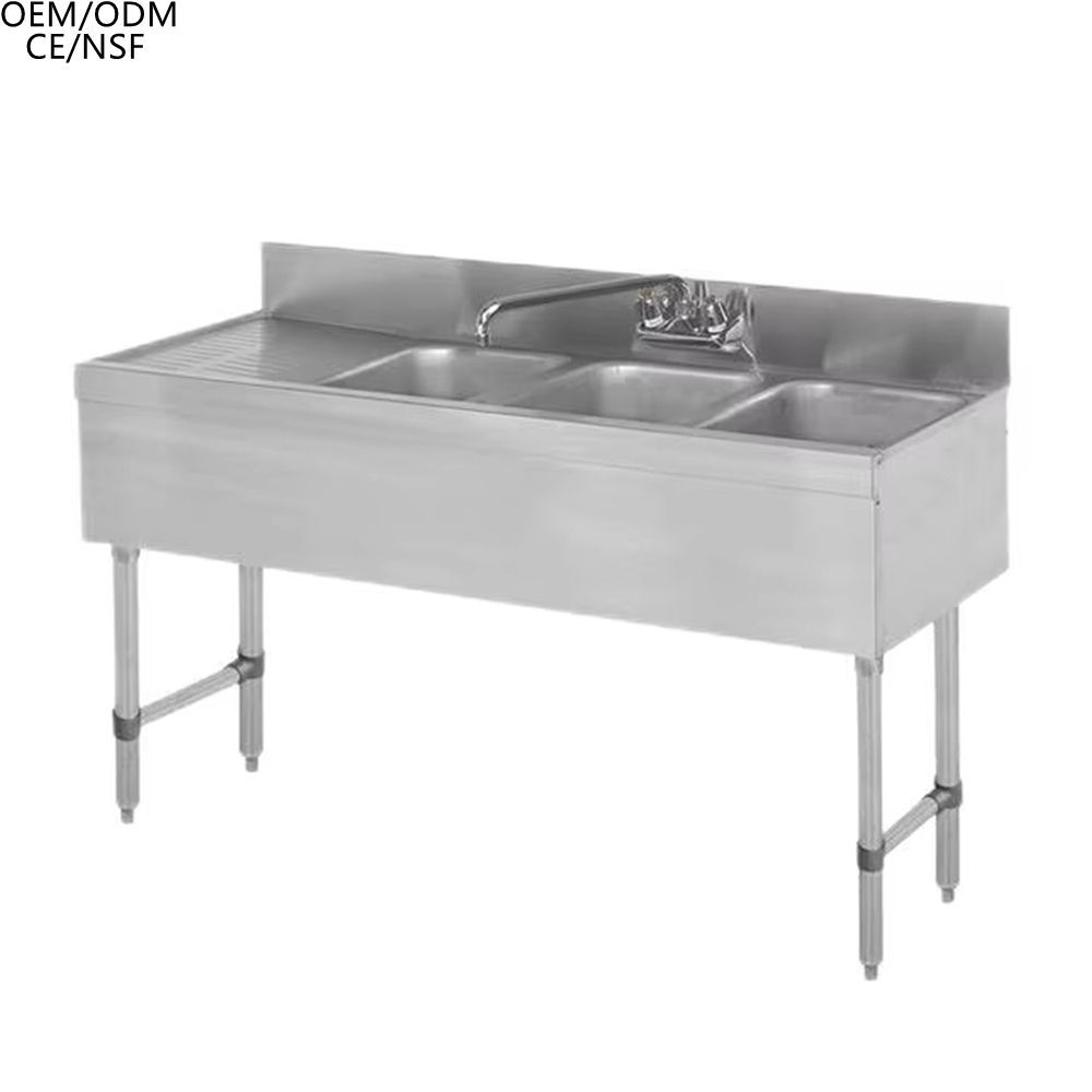 304 Stainless Steel Three-Compartment Work Table 5