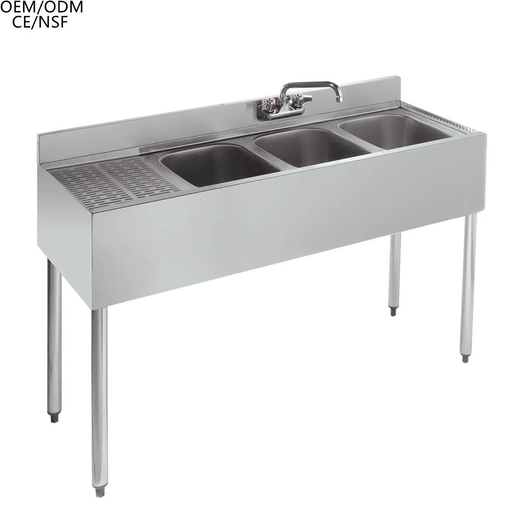 304 Stainless Steel Three-Compartment Work Table 6