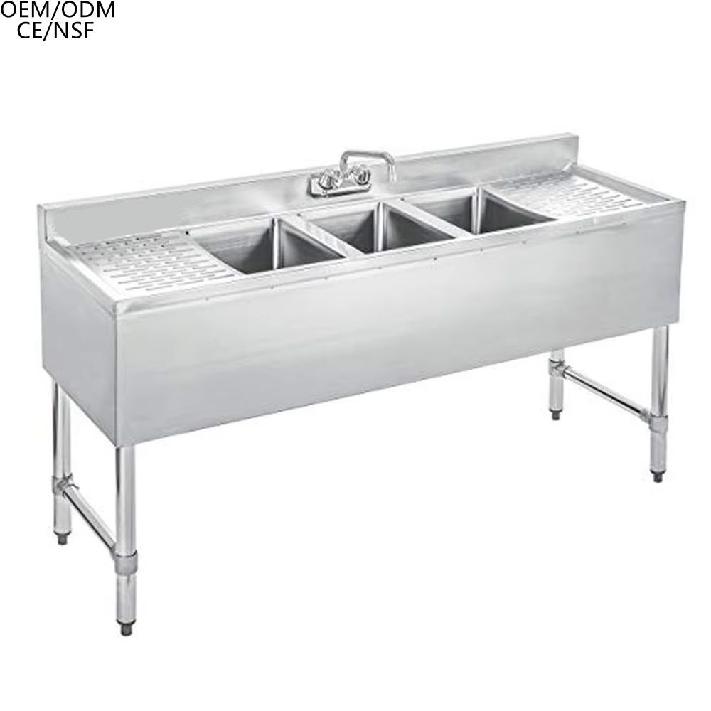 304 Stainless Steel Three-Compartment Work Table 7