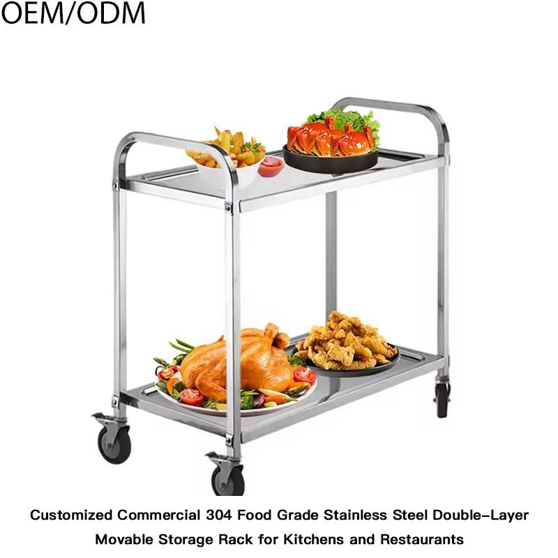 304 Stainless Steel Double-Layer Mobile Cart